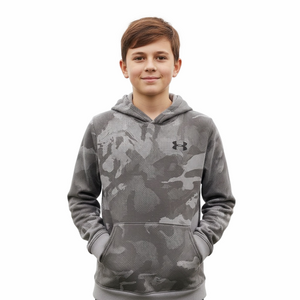Under Armour Gray Camo Patterned Pullover Activewear Hoodie Youth Boy Large